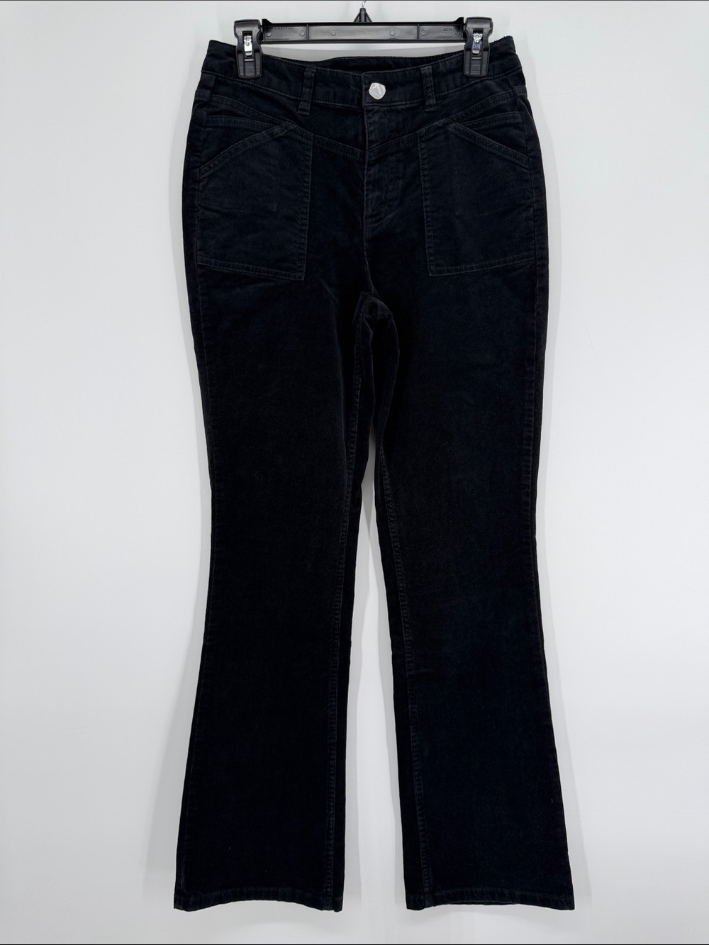 Denim&Co Canyon Retreat Black Corduroy Flare Pant with Pockets NWT Size 6